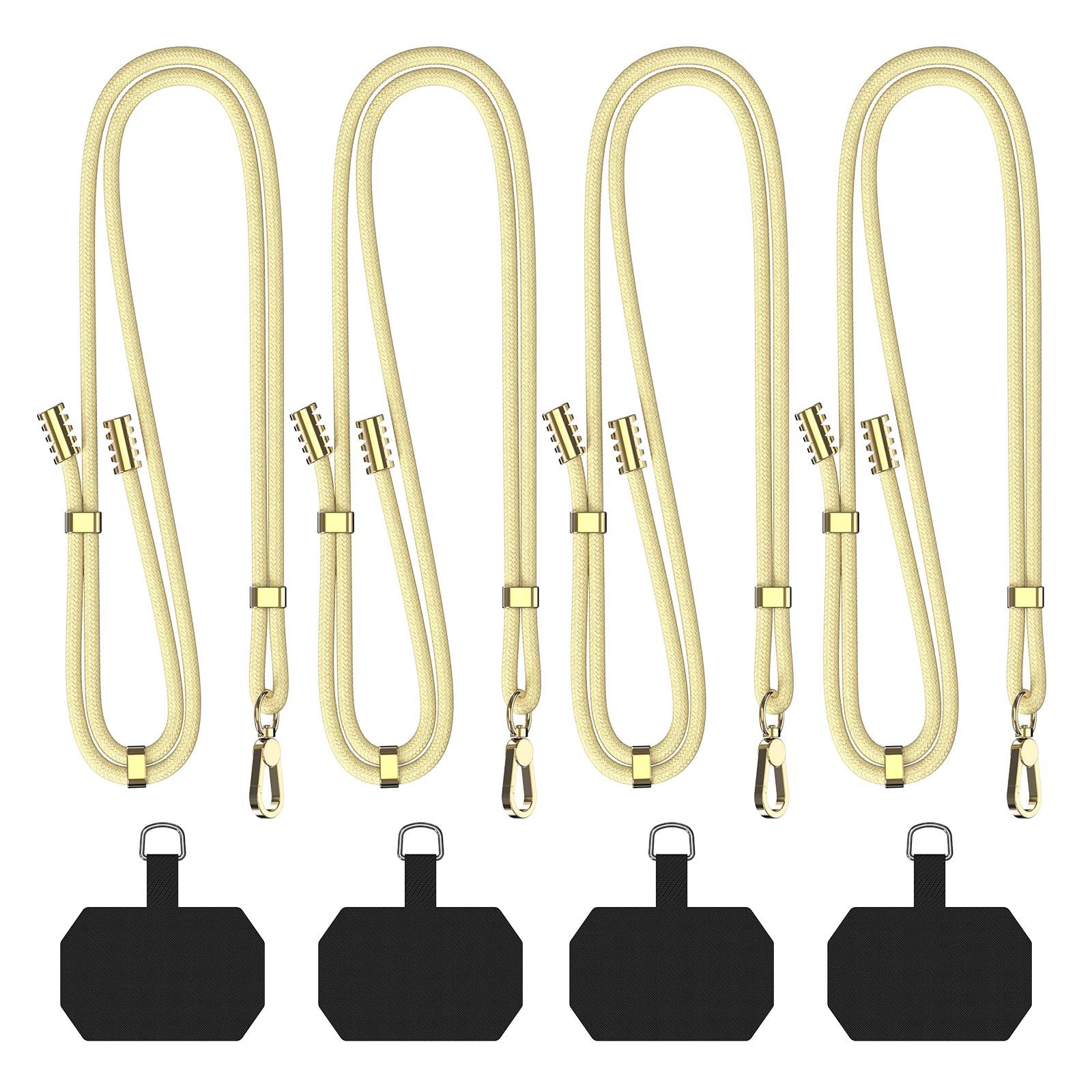 4 Sets Apricot Yellow Phone Lanyard Crossbody with 2 Phone Tabs, Adjustable Phone Strap for All Phones, Premium Metal Buckles, Skin-Friendly, Universal Cell Phone Neck lanyard for Travel Essentials