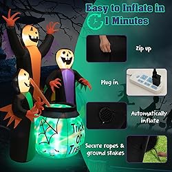 Tangkula 8 FT Inflatable Halloween Witches Holding