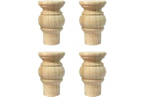 WEICHUAN Solid Wood Furniture Legs Bun Feet Replacement Sofa Couch Chair Ottoman Loveseat Coffee Table Cabinet TV Stand Dresser Wood Legs Set of 4 (4", Unfinished)