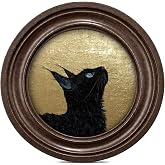 MOCHPEN Elegant Black Cat Round Wall Art Decor, Minimalist Animal Portrait Artwork, Modern Decoration for Living Room Bedroom Gallery, 5.7x5.7 Inch