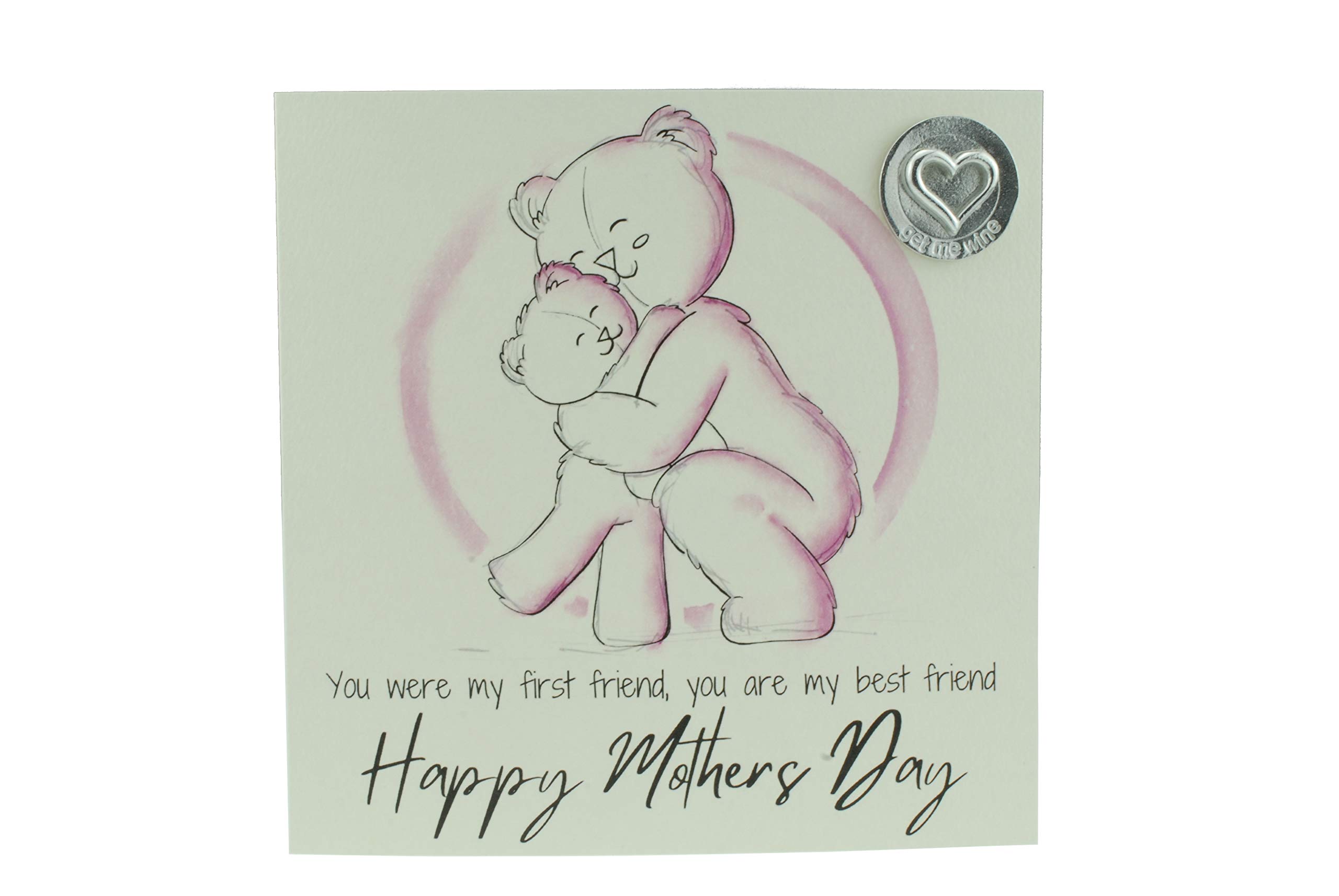 Lovely Mothers Day Card with Adorable Bears Hugging – Includes ‘Get Me Wine’ Gift Token (gc-mumhuggmw)
