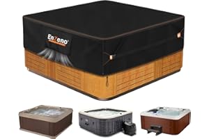 Enzeno Outdoor SPA Hot Tub Cover Waterproof Square 86 x 86 inch fit 84 x 84 or 83 x 83 or 82 x 82 or 7 ft x 7 ft 420D Heavy Duty Cub Hot Tub Lid Protectors Protective Cover Cap