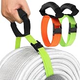 HUDLL Heavy Duty Storage Straps with Handle, 2 Pack | Adjustable Steel Lock Slider Buckles, Organize Cables, Ropes, Pool &amp; Garden Hoses