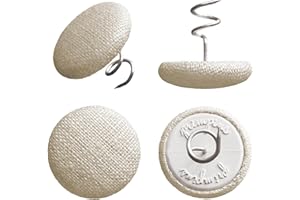 Primpins Long Upholstery Pins - Classic Linen - 20 Colors Available - Fabric Covered Button Twist Pins - Keeps Furniture Covers in Place (Set of 24, Natural)