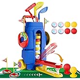 Kids Golf Clubs Set, Toddler Golf Toys With 8 Balls 3 Golf Clubs 1 Cornhole Board Putting Mat, Indoor Outdoor Sports Game, Upgraded Golf Cart And Shoulder Strap, Mini Golf Kit Gift For Boys Girls 3+