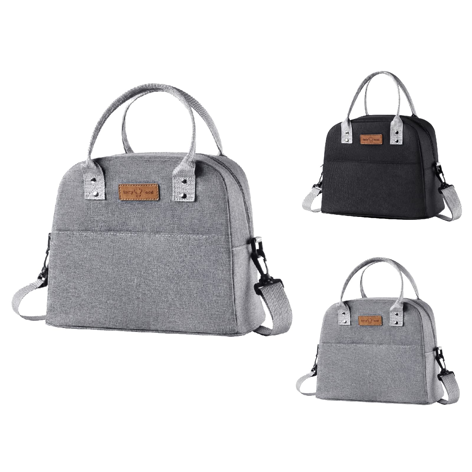 Darbermu Lunch Bag, Insulated Lunch Bags Large Capacity Lunch Tote Bags Waterproof Portable Lunch Tote Bag with Adjustable Shoulder Strap for Work School Picnic Camping BBQ Outdoor (Grey)