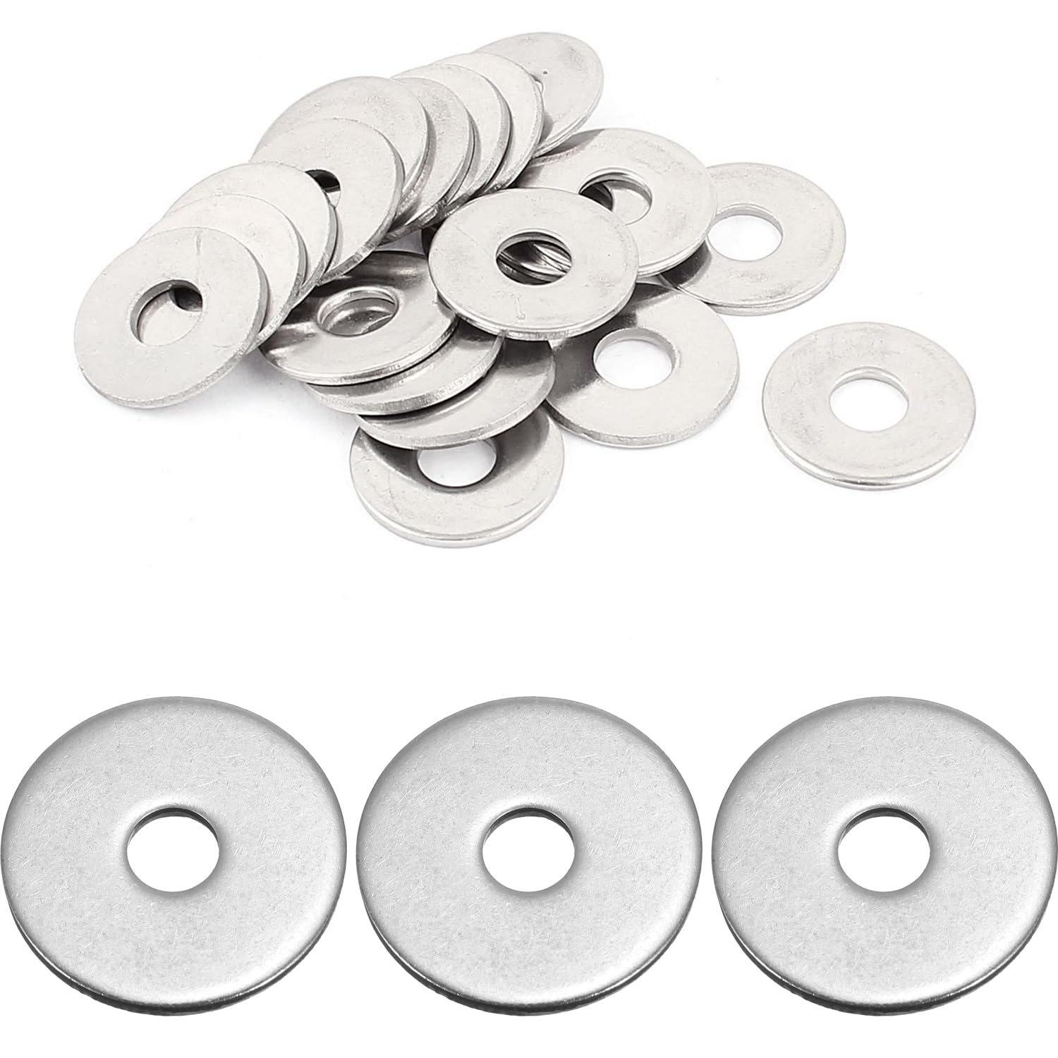Photo 1 of 1/4 Inch Fender Washer 100 Pcs 1/4" ID x 1" OD Stainless Steel Flat Washer 1/4 in x 1 in Large Repair Metal Washers for Fence Repair 6.4mm ID x 25.4mm OD x 1.36mm T