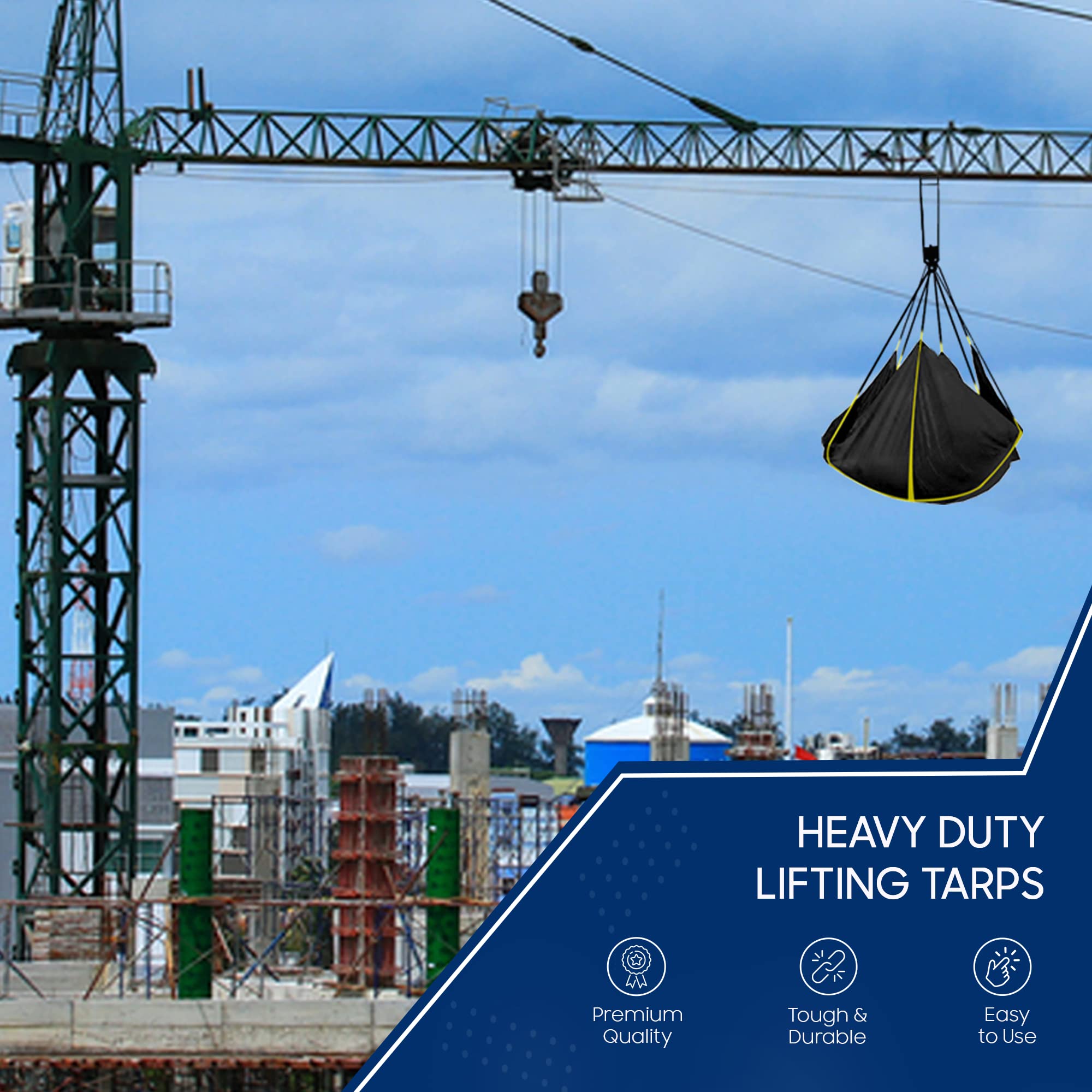 Mua Tarps Now Debris Lifting Tarp, (12' X 12') with 8 Steel DRings and Strong Yellow bing