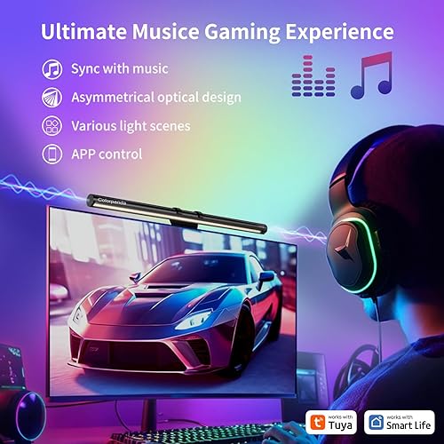 Quntis Monitor Light RGB Backlight, Eye-Care Computer Lights Bar Gaming Office Desk Lamp, 15 Modes Backlight, 3 Color Temperature & Brightness Dimmable Front Light, Ra95 Screen No Glare Monitor Lamp - View #4