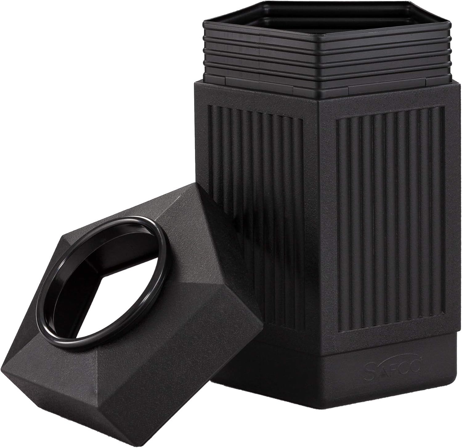 Safco Products Canmeleon Outdoor/Indoor Open Top Pentagon Trash Can , Black, Five Fluted Panels, 30-Gallon Capacity: Office Products