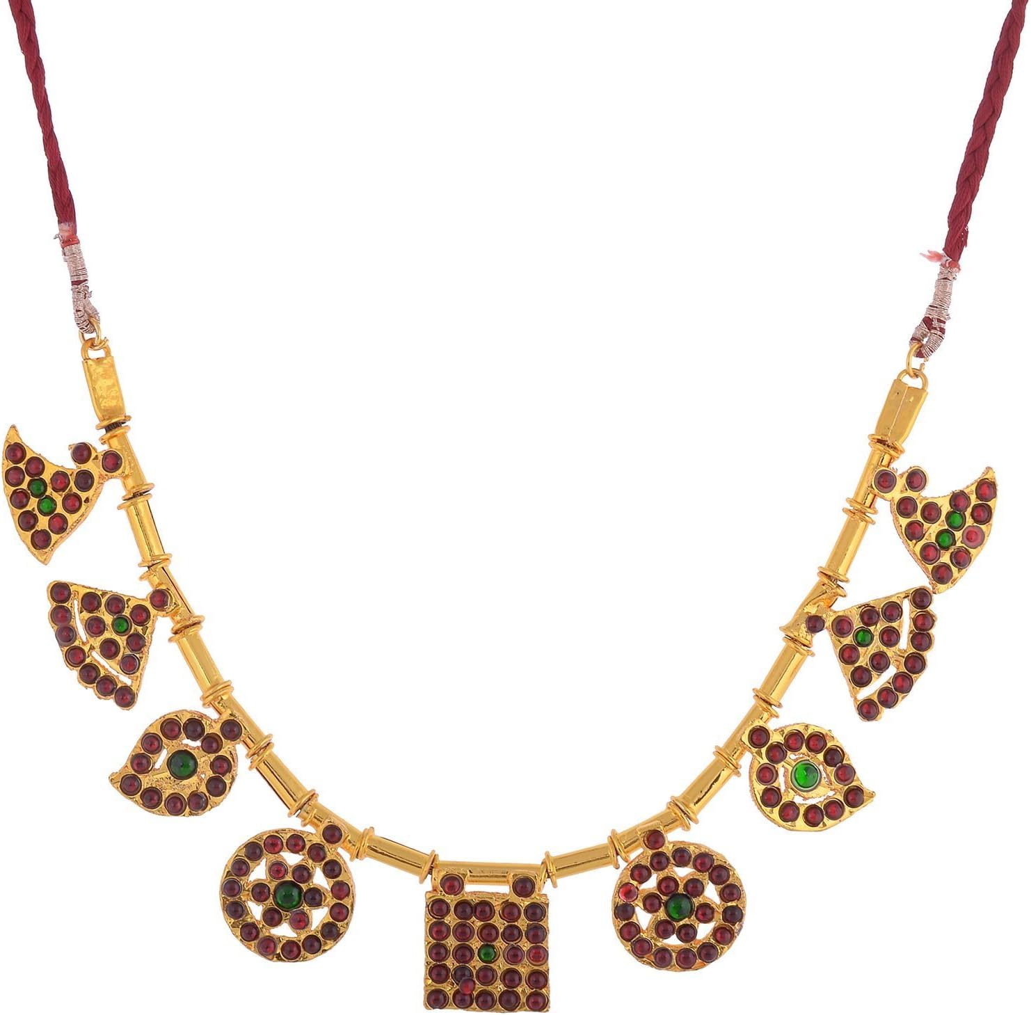 Khushipurchase Gold with Red Stones Gold Plated Strand for Women(NK31)