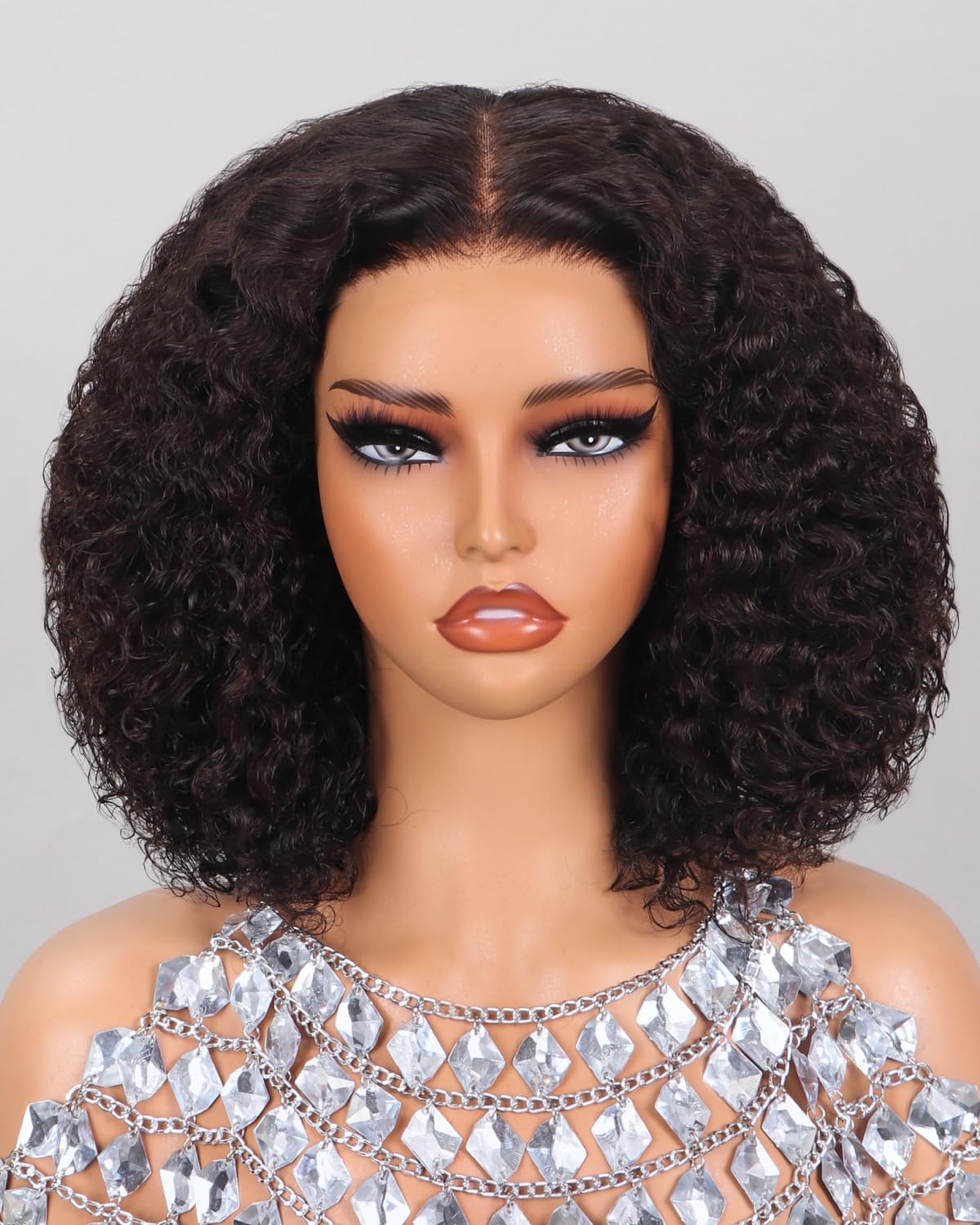 MEGALOOK Wear and Go Glueless Curly Bob Wig Human Hair 6X6 HD Lace Closure Pre Cut Lace Front Wig Pre Plucked Bleached Knots 10 Inch — image 1