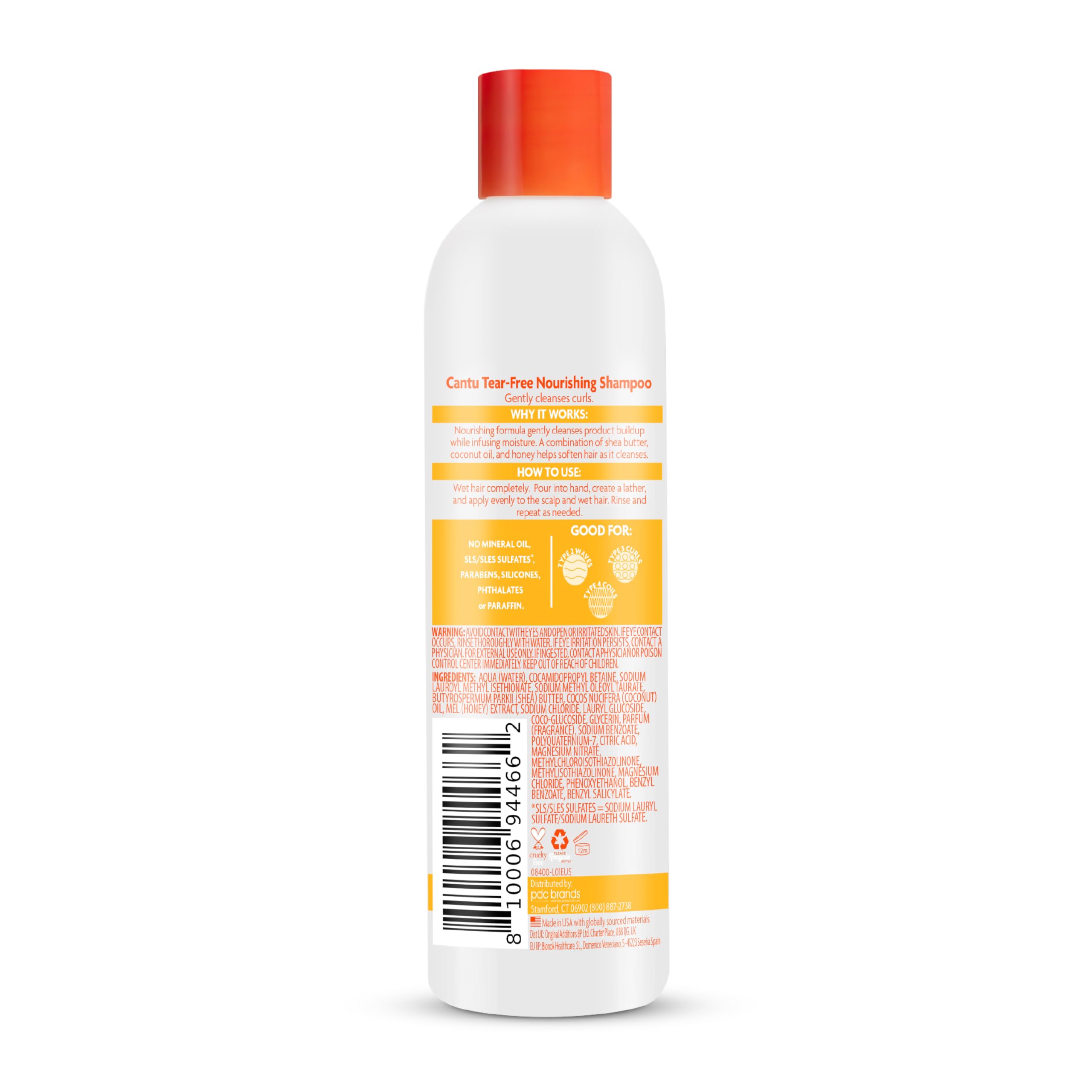 Cantu Care for Kids Haircare Regimen Set with Large Size Shampoo + Conditioner + Detangler + Leave-In Conditioner (Pack of 4)