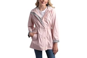 URBAN REPUBLIC Girls' Rain Jacket - Lightweight Waterproof Slicker Shell Hooded Raincoat for Travel, Hiking, and Golf (7-16)