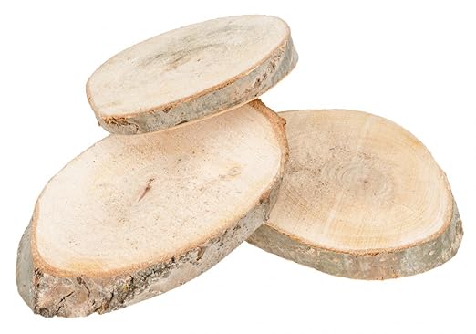 NaDeco Holzscheiben oval 15-20cm 3 Stück | Baumscheiben | Holz Scheiben | Holztstamm Scheiben | Baumstamm Scheiben