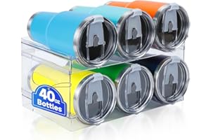 Damomo Water Bottle Organizer for Stanley 40 oz, 2 Pack Stackable Water Bottle Organizer, Clear Holder for Tumbler Travel Mug Cup, Kitchen Pantry Refrigerator Organization and Storage