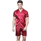 Men's Short Sleeve Satin Pajama Set with Shorts