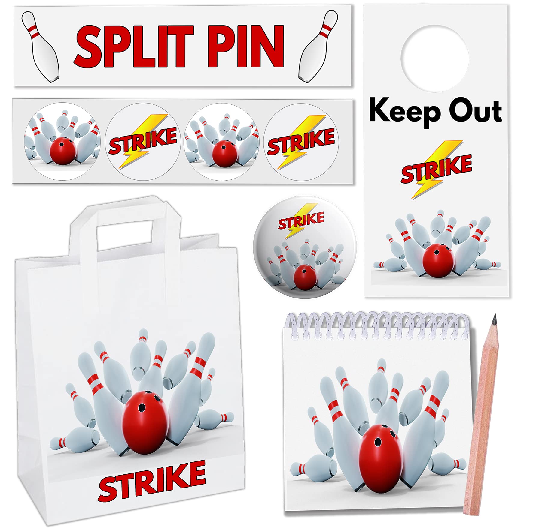 AK Giftshop Bowling Party Bags with Fillers (12 Sets)