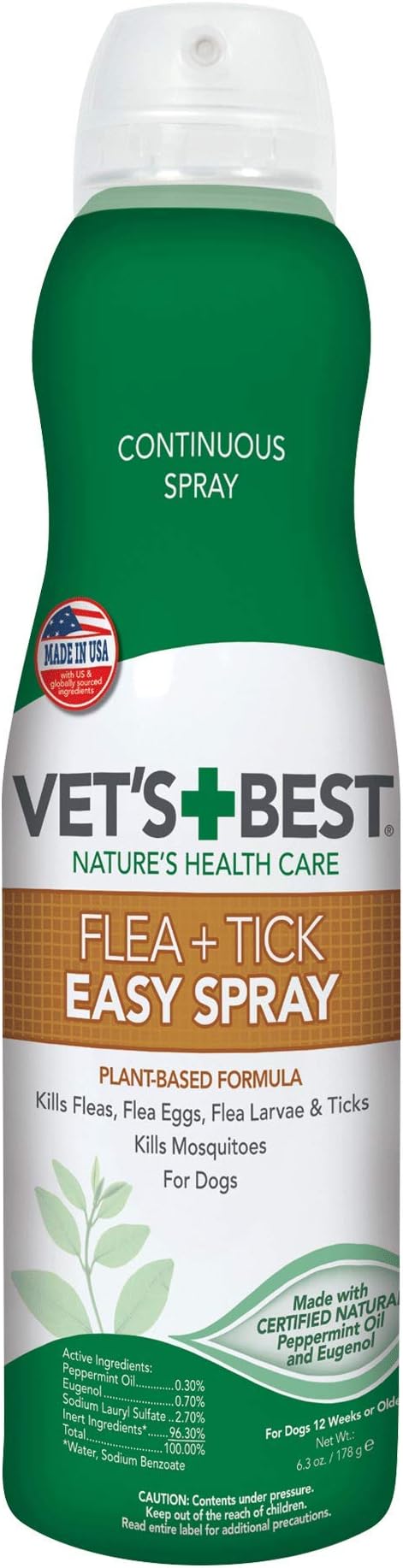 Vet S Best Flea Tick Easy Spray Flea Treatment For Home Flea Killer With Certified Natural Oils 6 3 Oz Pet Supplies Amazon Com