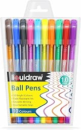 Liquidraw Multicolour Ballpoint Pens Pack of 10 | 1.0 mm Tip, Clip Lid view 1