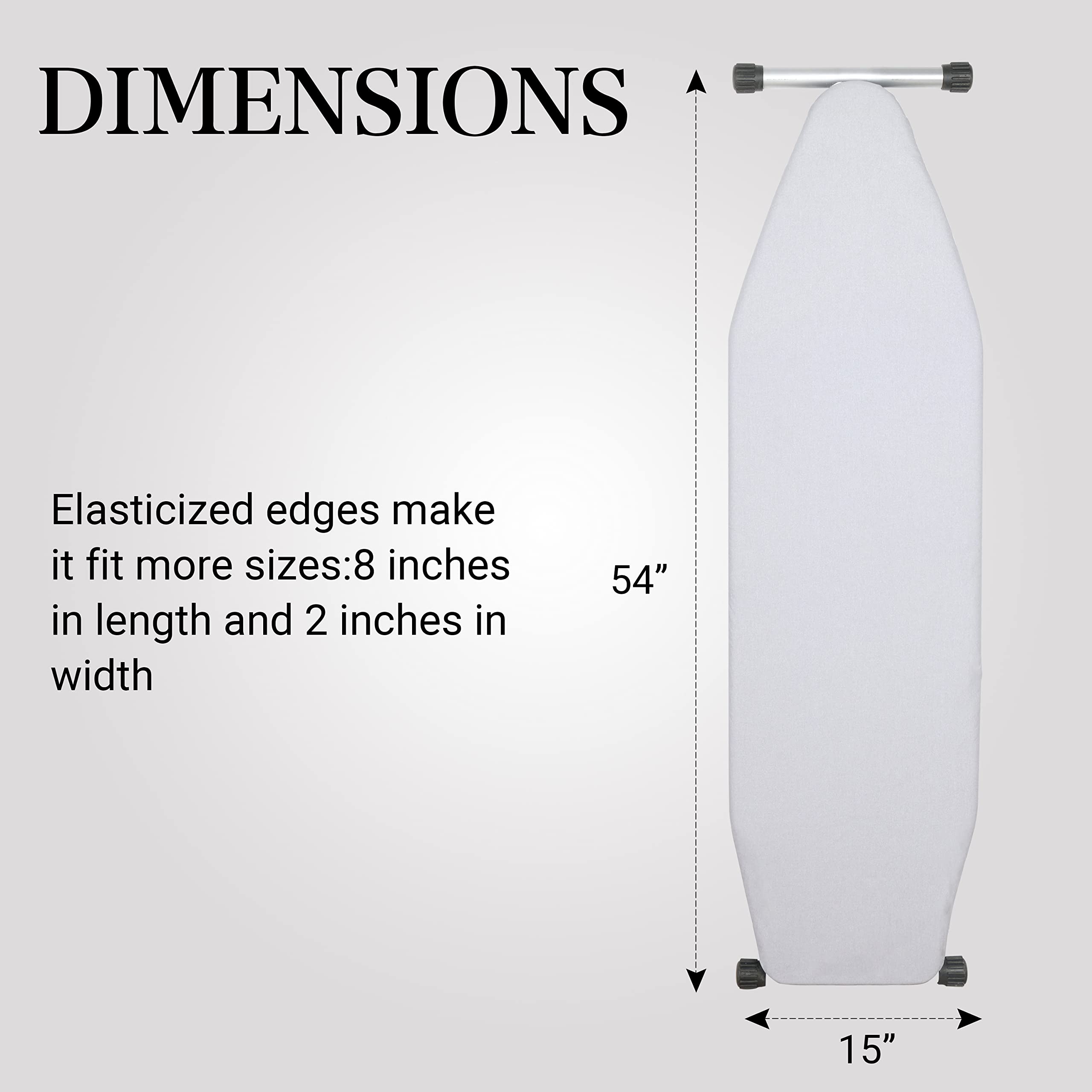 Ironing Board Cover and Pad | 100% Cotton Cover with Padding Standard Size with Aluminum Coating | Heat-Reflective Ironing Board with Elastic Edges Set | 54