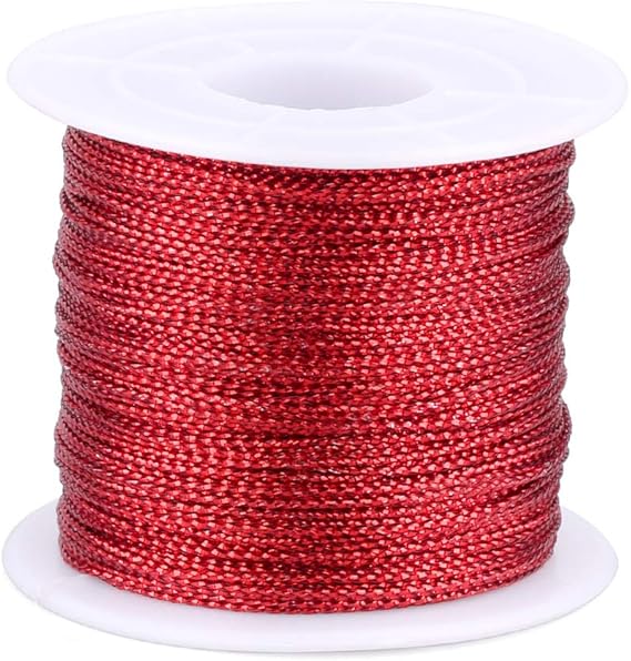 Red Twine String,100M Red Thread Twist Ties with Coil,Red Metallic