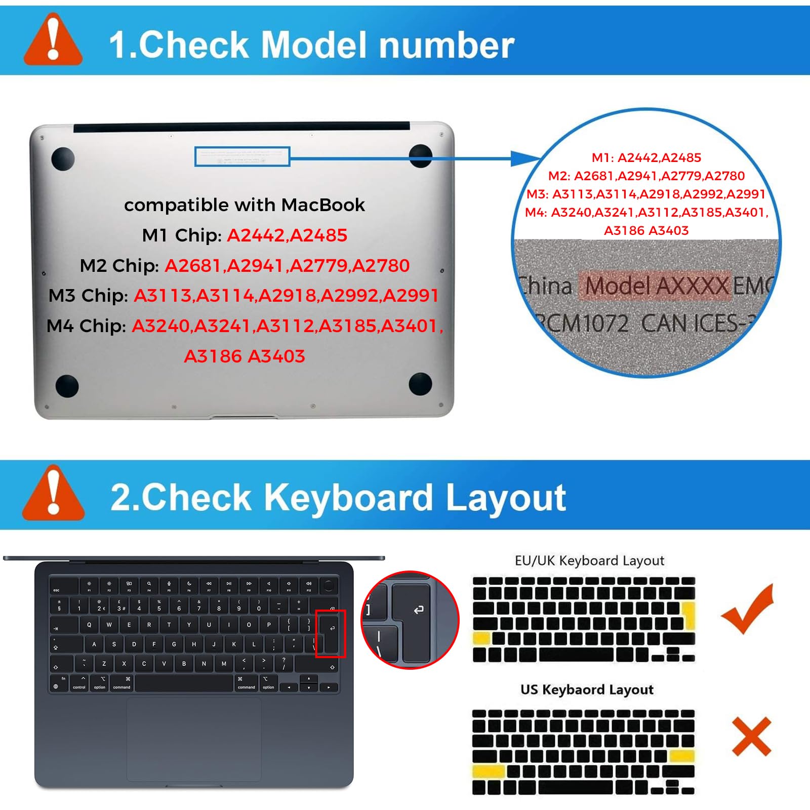 EooCoo Keyboard Cover Compatible with 2025 2024 2022 MacBook Air 13.6 Inch M4 M3 M2, 2025 2024 2023 Air 15 M4 M3 M2, 2024 2023 2021 MacBook Pro 14/16 Inch Pro/Max M4 M4 M2 3 M2 M1, EU Layout, TPU