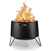 TIKI Social 20-Inch Portable Smokeless Outdoor Wood Burning Fire Pit | 20-in. portable fire pit, fits 4&ndash;6, carry handles, 4-ft heat radius, burns wood or TIKI Wood Packs, ash pan, stand and cover