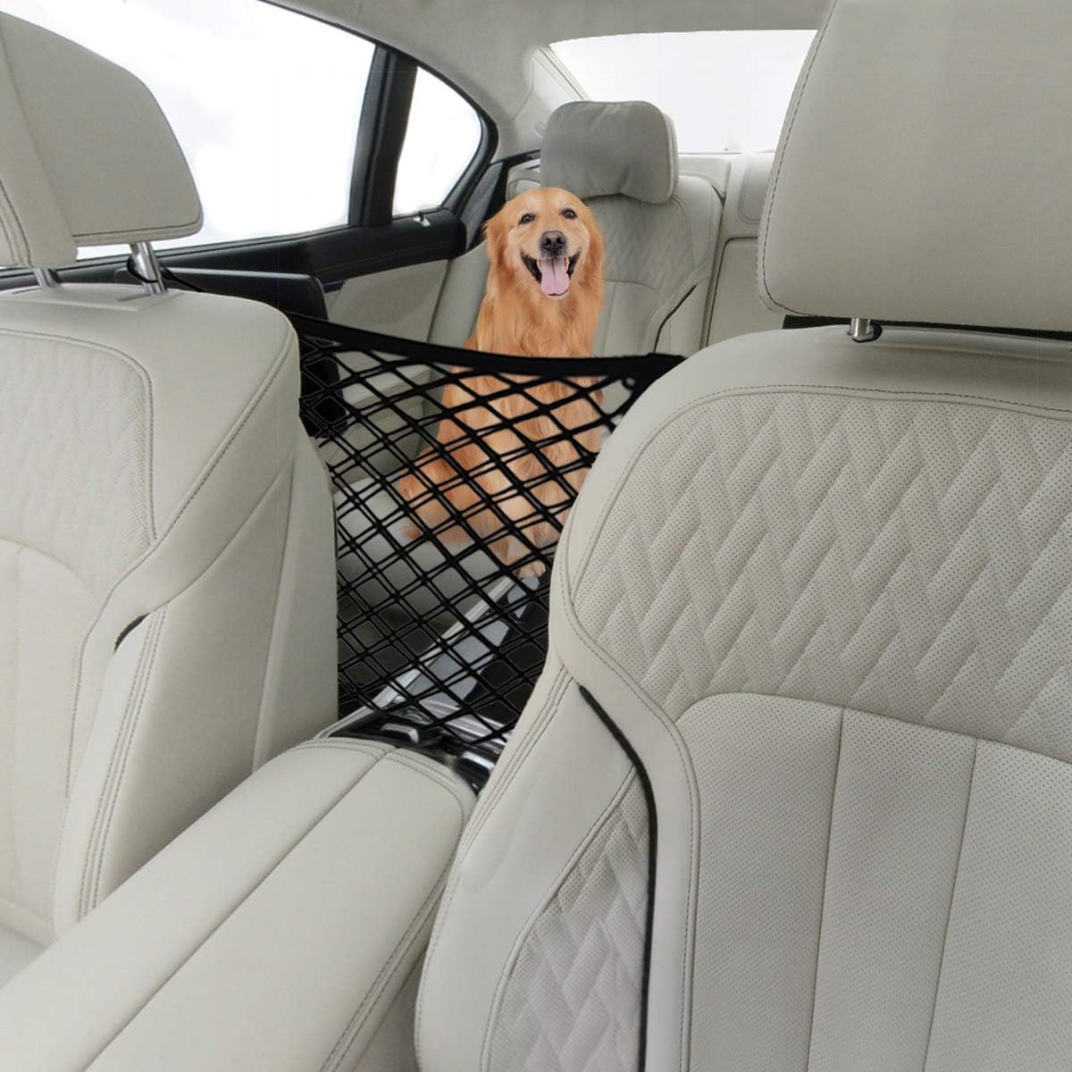 FCILY Car Dog Barrier, Pet Barrier Dog Net for Car Between Seats, 3 Layers Back Seat Net Organizer, Backseat Mesh Bag for Cars, SUVs, Trucks, Drive Safely with Children & Pets : Pet Supplies