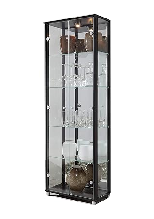 Home Double Glass Display Cabinet 4 Glass Shelves Fully Assembled