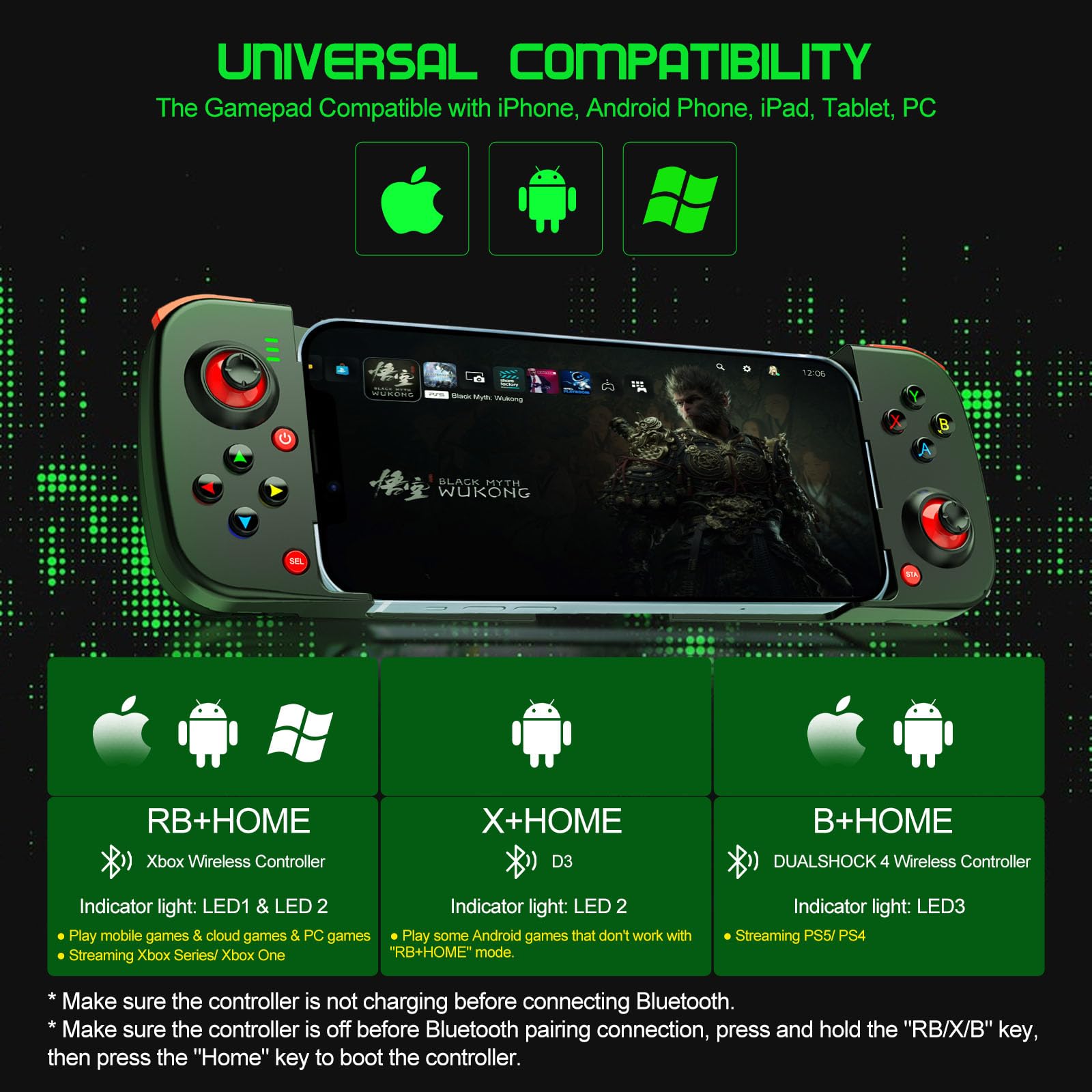 Joso Phone Controller for iPhone/Android Support Phone Case, Mobile Gaming Controller with Ergonomic Design - Wireless Gamepad for Cloud Gaming & PS Remote Play