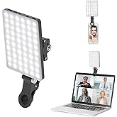 Newmowa 60 LED High Power Rechargeable Clip Fill Video Conference Light with Front & Back Clip, Adjusted 3 Light Modes for Ph