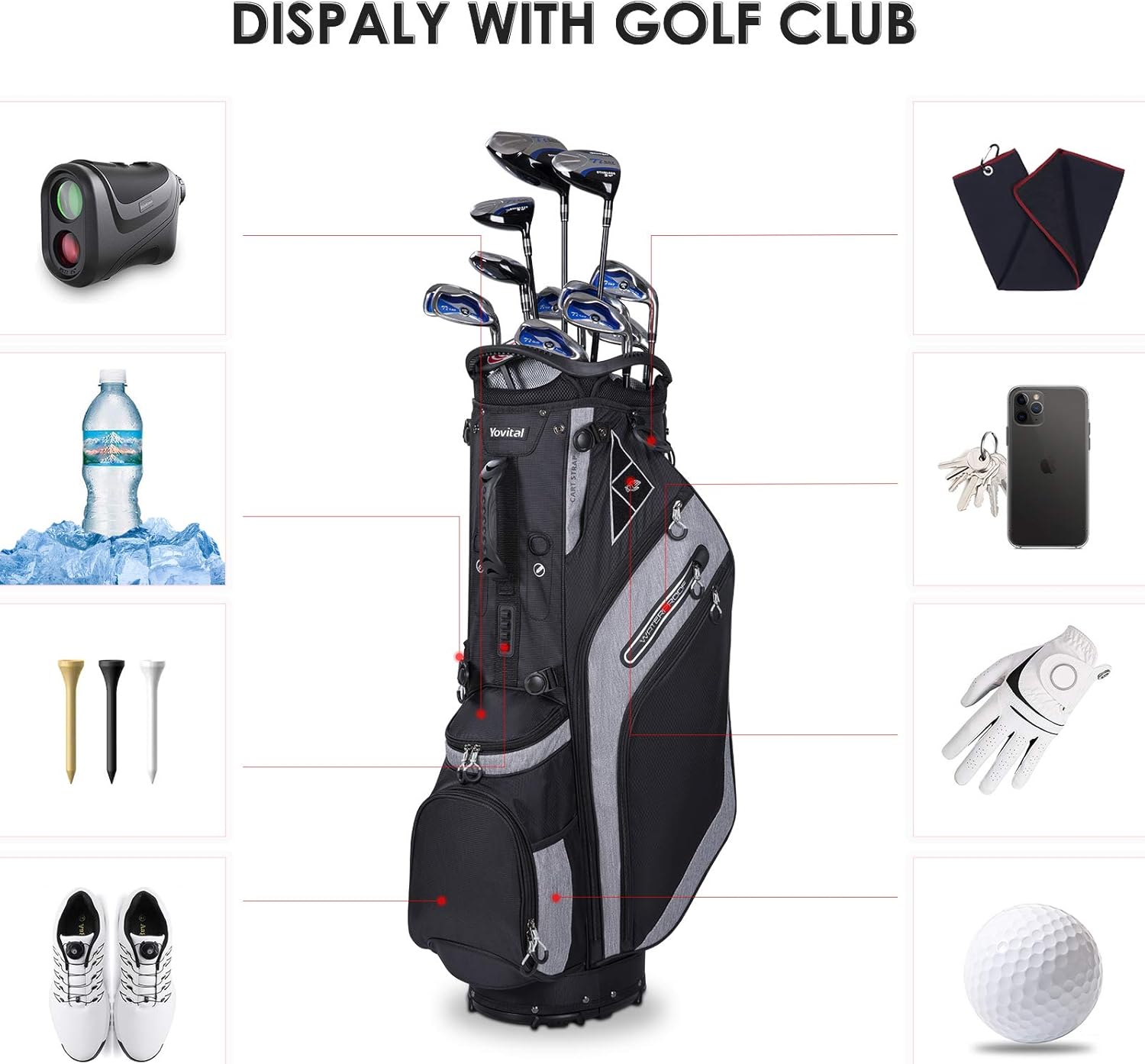 Golf Stand Bag 14 Way Top Dividers Ergonomic with Stand 8 Pockets, Dual Strap, Rain Hood : Sports & Outdoors