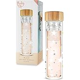 Pinky Up Blair Tea Infuser Mug with Strainer and Lid, Double Walled Glass Tumbler for Home Office, Travel, Picnic, Camping, 16 oz, Set of 1, Stars