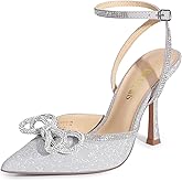 DREAM PAIRS Women's High Heels Destiny Closed Toe Strappy Heels Sexy Rhinestone Ankle Strap Pumps Wedding Bridal Party Dress Shoes Destiny