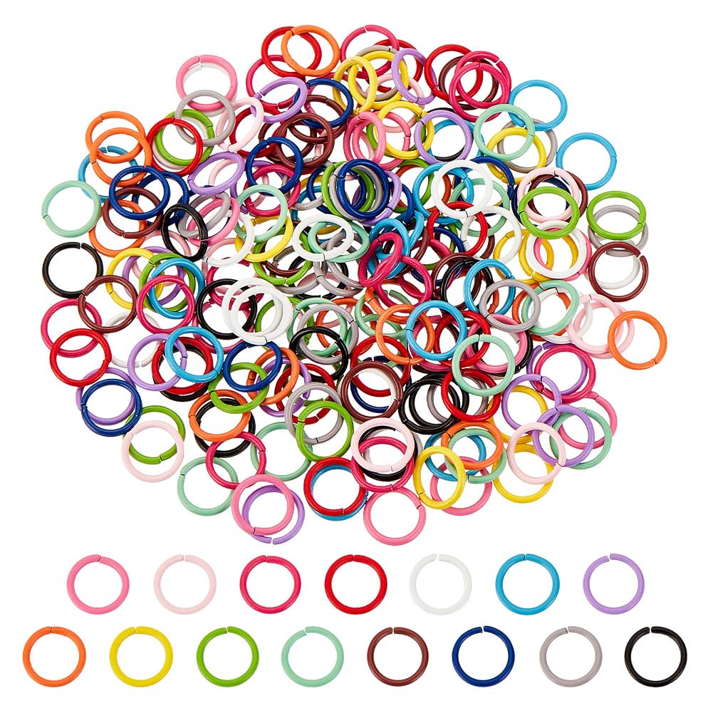 PH PandaHall 225pcs 15 Colors 8mm 16 Gauge Colored Jump Rings for DIY Craft Making