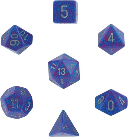 Polyhedral 7-Die Speckled Dice Set - Silver Tetra