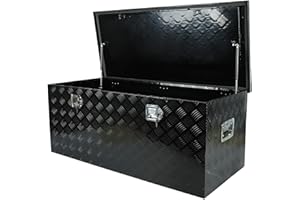 Aikosin 48 Inch Aluminum Black Plated Truck Tool Box Pickup Truck Bed Storage Organizer, Waterproof Underbody Trailer Tongue Box with Lock and Key for RVs, ATVs, Trailer & Truck (48"x19.5"x17.5")