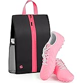 GLORIEROO Smell Proof Shoe Bags for Travel-Soccer Cleat Bag Smell Proof with Active Carbon Fabric | Odor-Absorbing Water-Resistant Track Shoe bags for Sports (Pink, UP TO US11)