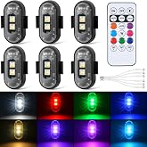 Aukmak 6PCS Wireless LED Strobe Lights with Remote Control, 8 Colors Rechargeable Led Lights Anti-Collision LED Emergency Warning Lights for Car Motorcycle Bike Drone Aircraft