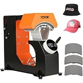VEVOR 3-in-1 Auto Hat Heat Press Machine for Caps, No Crease, Orange&amp;Black | Automatic Release&amp;Press Knob-Style Digital Control Panel, 3pcs Interchangeable Platens (6.6" x 2.7", 6.6" x 3.8", 6.1" x 3")