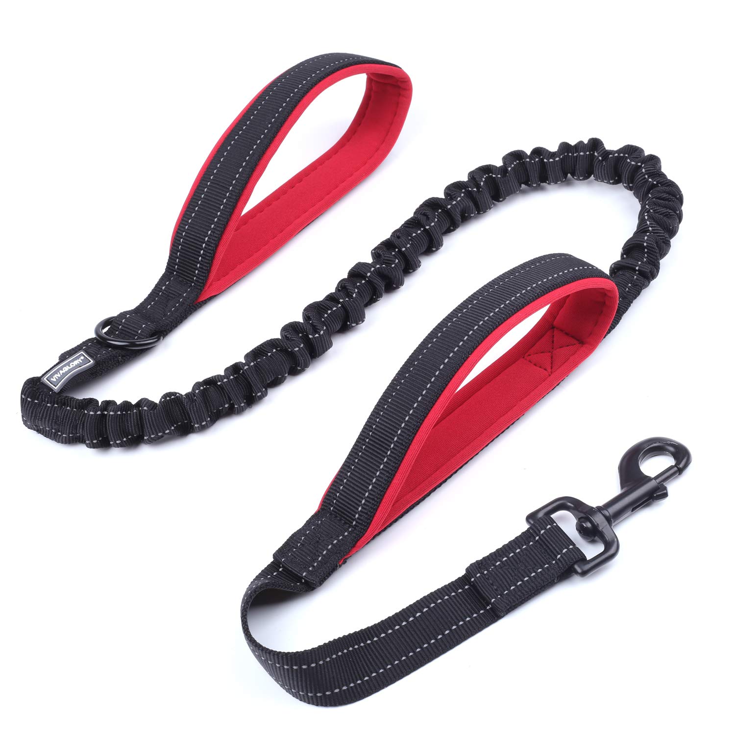 VIVAGLORY Dog Lead Pullsafe Bungee Dog Lead, Leash with 2 Padded Handle & Double Handle for Training & Walking, Bungee Anti Pull for Pet That Pull, 1.2m x 2.5cm, Black