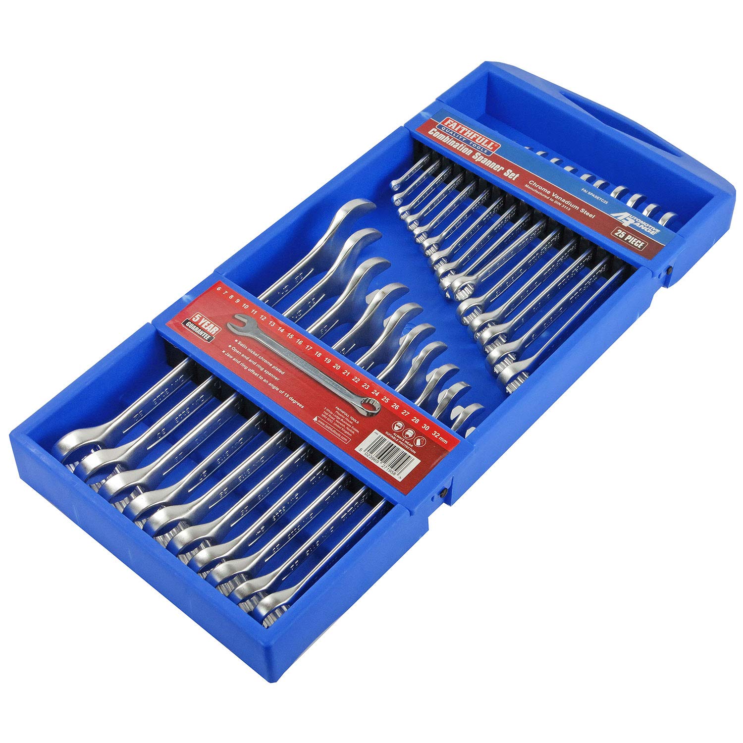 Faithfull SPASETC25 Combination Spanner CV Set 6-32mm (25 Pieces)