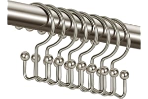 TOPROD 12 Pack Shower Curtain Hooks Rings, Double Sided Shower Hooks for Shower Curtain,Stainless Steel Shower Rings Rust Pro