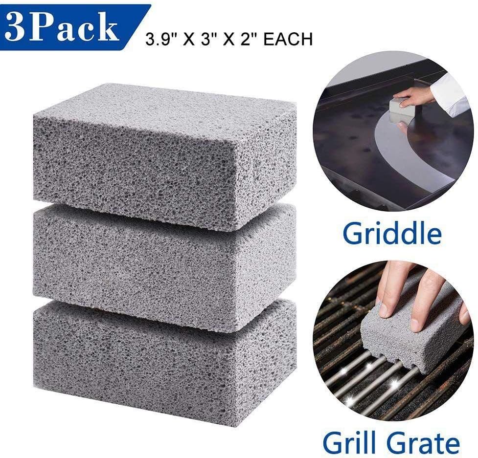 GraceYou 3Pack Griddle Grill Cleaning Brick Block - Pumice Cleaner Stone Tool - Cleaning Flat Top Grills or Griddles, Grills Grate - Removes Stubborn Grime for Restaurant, Outdoor, Home and Kitchen