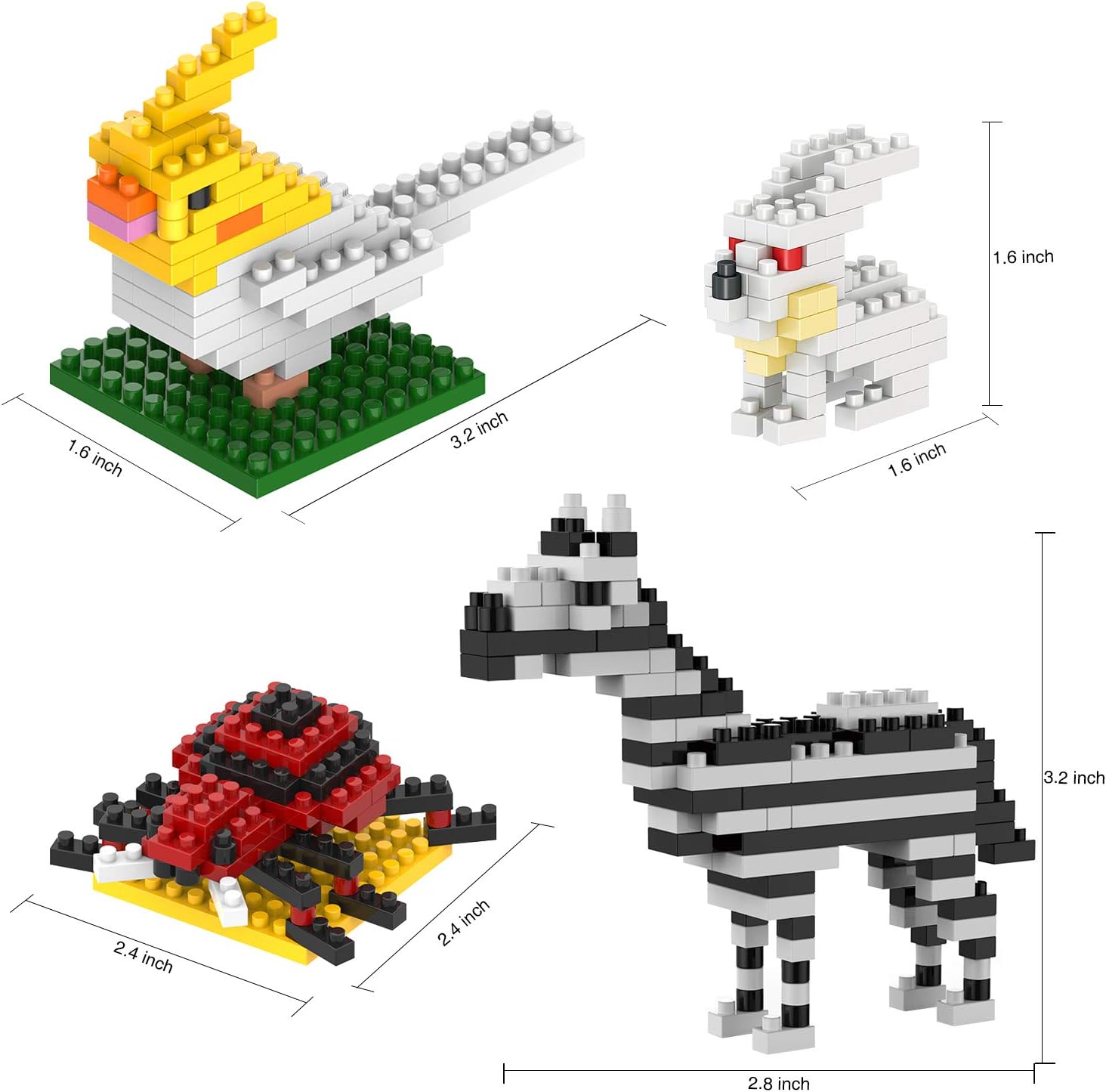 Kimiangel 12PCS Mini Animals Building Blocks Sets Party Favors for Kids Goodie Bags, Prizes, Birthday Gifts: Toys & Games