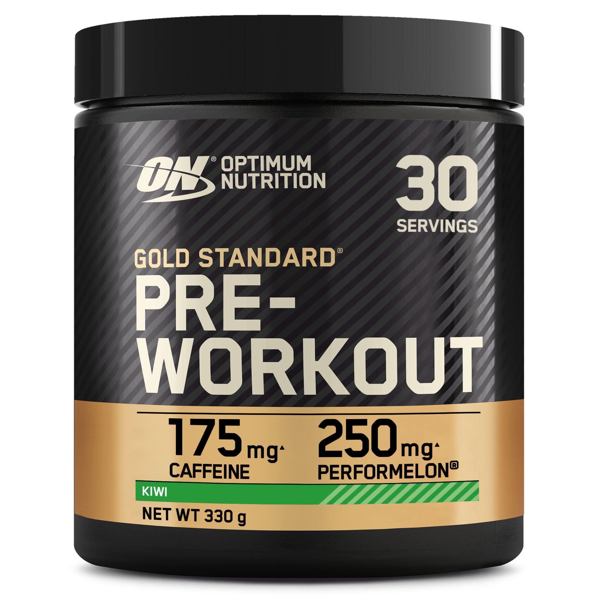 Optimum Nutrition Gold Standard Pre Workout Powder, Energy Drink with Creatine Monohydrate, Beta Alanine, Caffeine and Vitamin B Complex, Nutrition Supplement, Kiwi Flavour, 30 Servings, 330 g