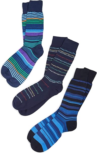 Paul Smith Men S 3 Pack Socks Assorted Blue Stripe One Size At