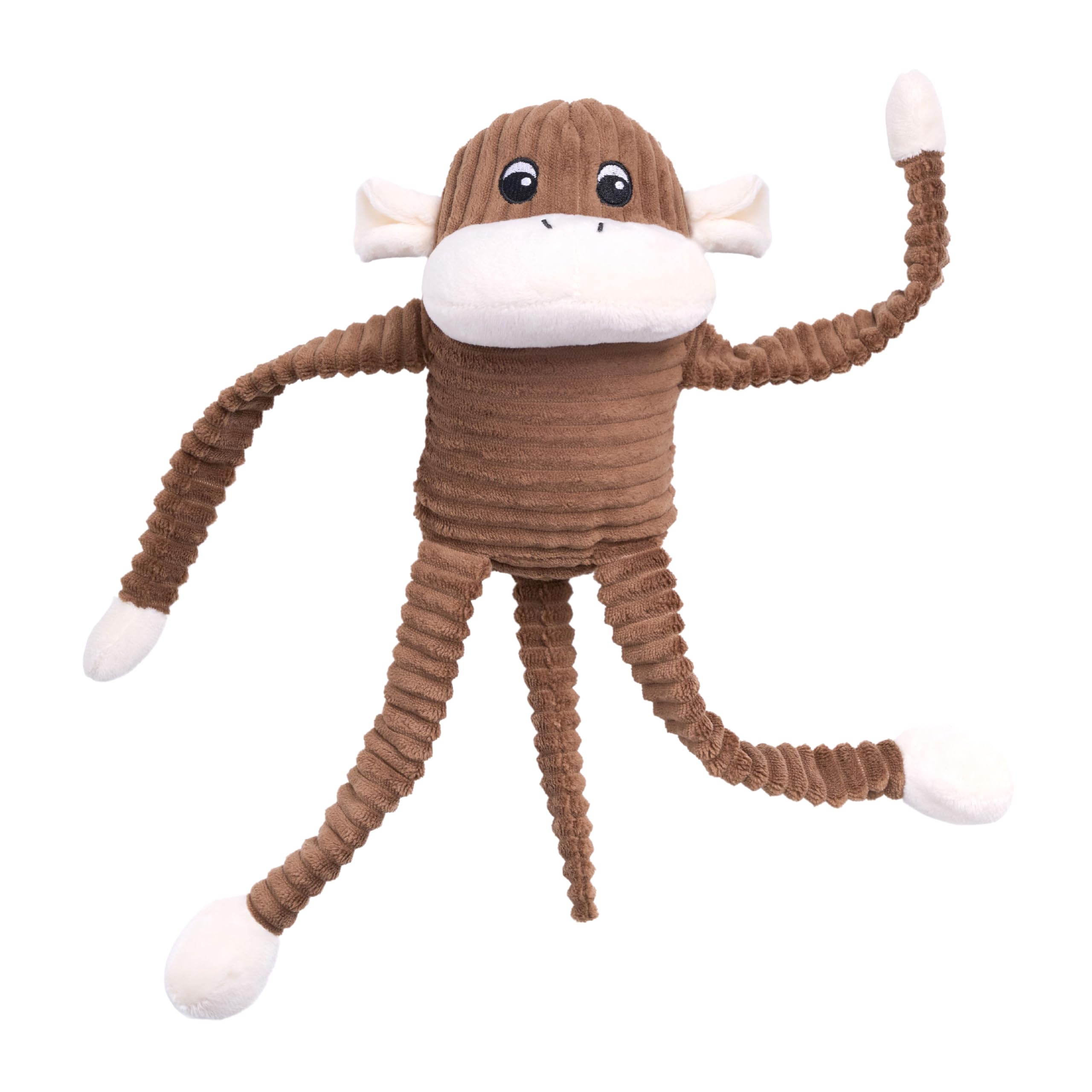 ZippyPaws - Spencer The Crinkle Monkey Dog Toy, Squeaker and Crinkle Plush Toy - Brown, Large