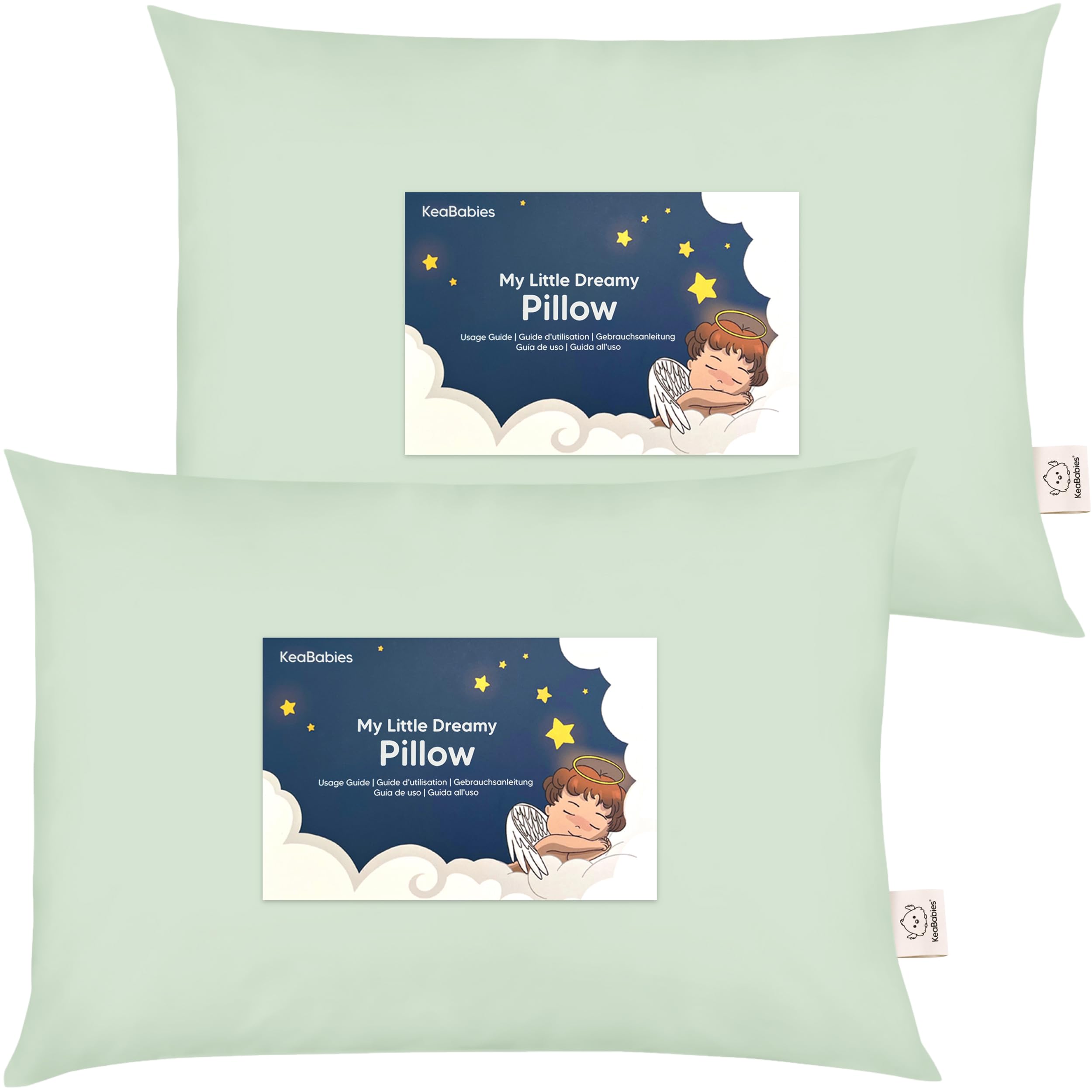 Photo 1 of KeaBabies 2-Pack Toddler Pillow 13x18 - Soft Organic Cotton Kids Travel Bed Pillows for Sleeping, School, Nap, Machine Washable, Toddlers 2 to 5, Pillowcase Sold Separately (Sage)